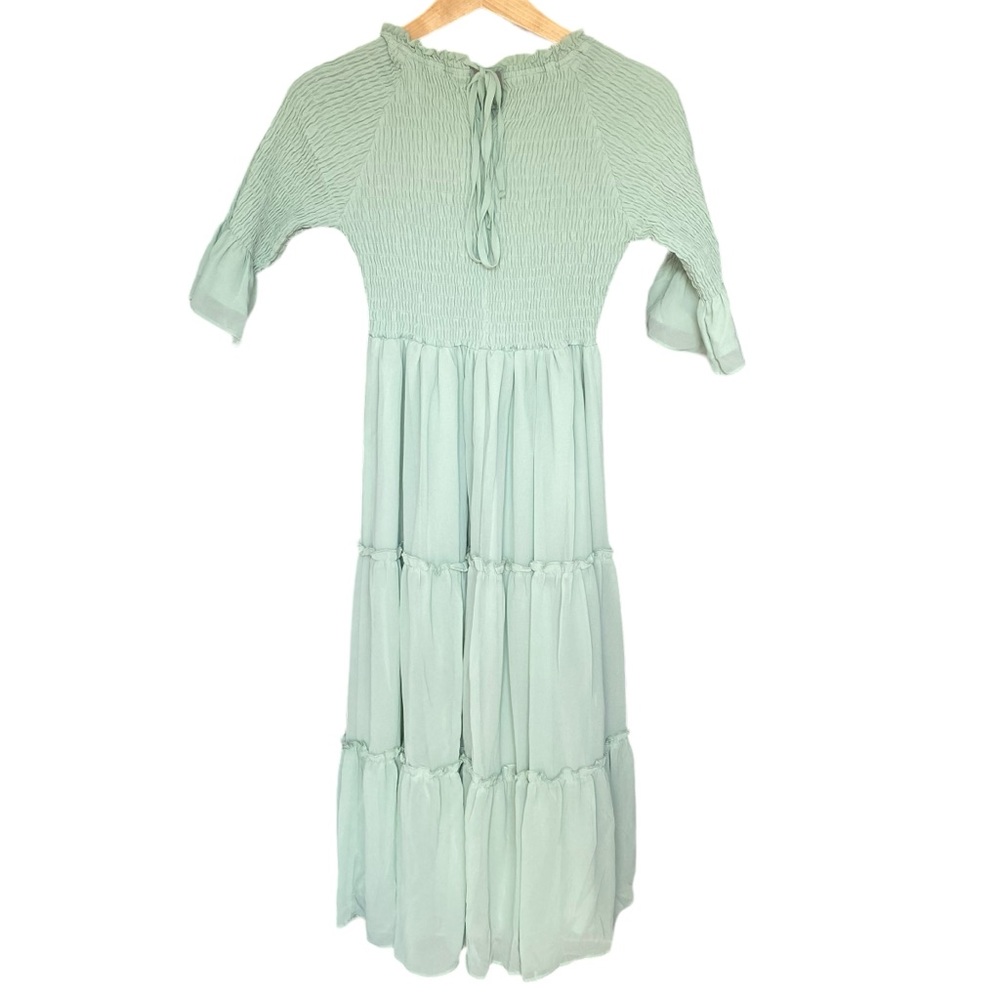 JessaKae Wandering Willoughby Ruffle Mint Green Midi Dress Womens Small - Picture 7 of 8